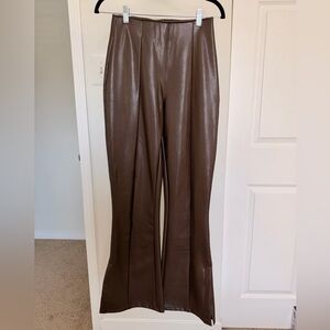 Abercrombie & Fitch Brown Flare Vegan Leather Pants